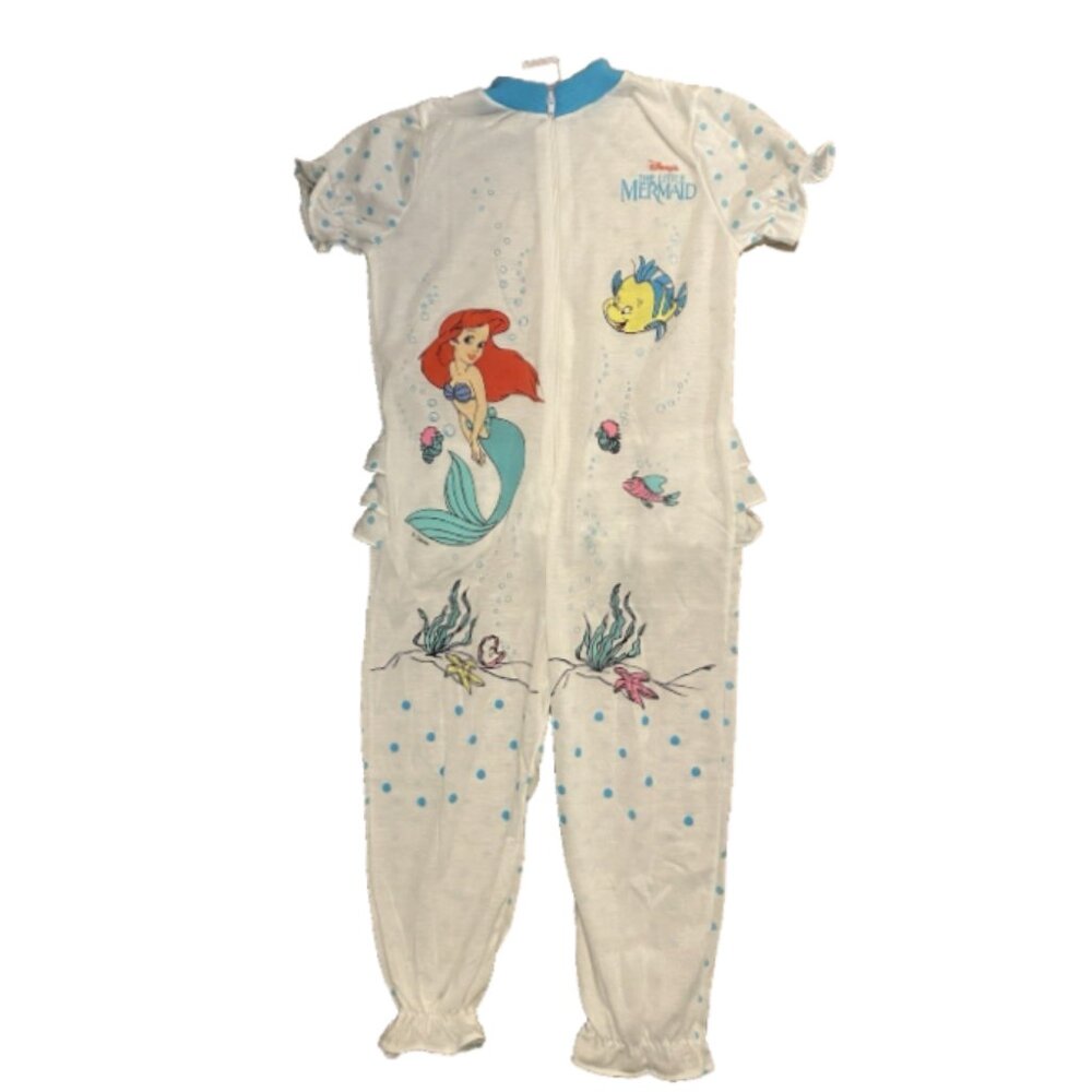 Vintage Disney Little Mermaid Ariel Flounder Pajamas 4T One Piece